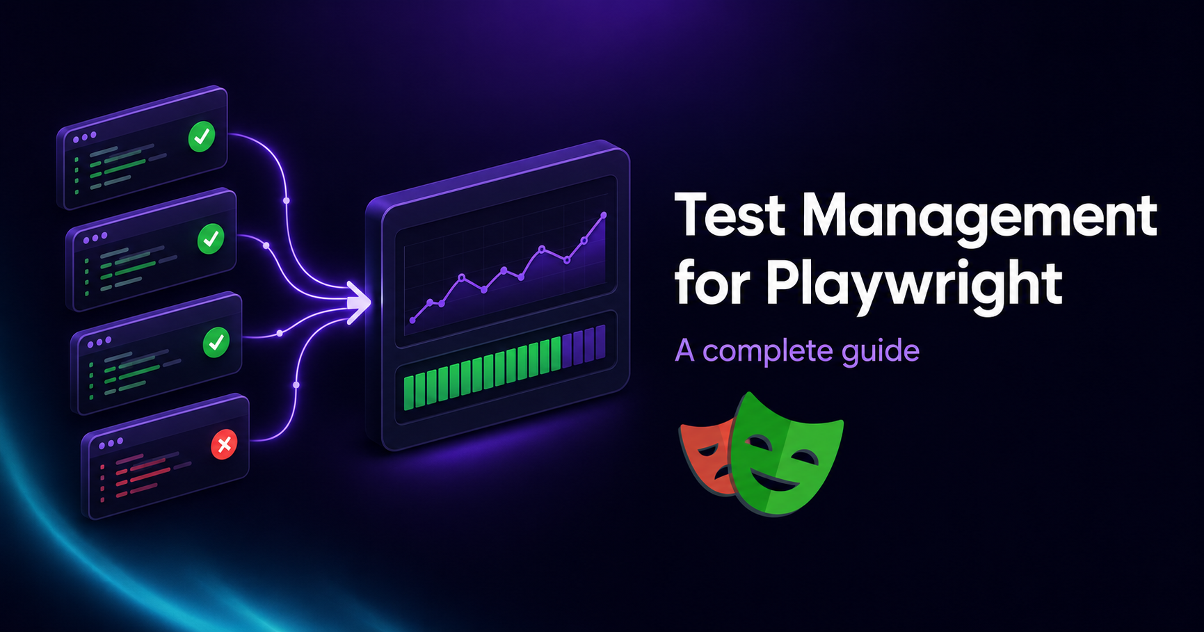 Playwright test results flowing into a test management system with run history and coverage